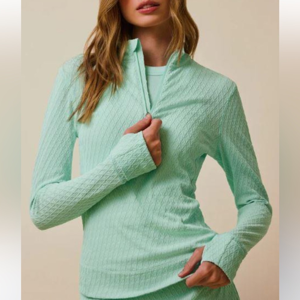 Greyson Small Diamonds All Day Jacquard Halley II Zip Mint Aqua Green Outdoor
